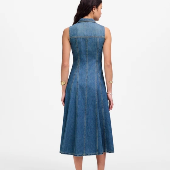 Madewell Pleated Midi Shirtdress in Billings Wash: Airy Denim Edition NU500 Sz 4 - Picture 3 of 8